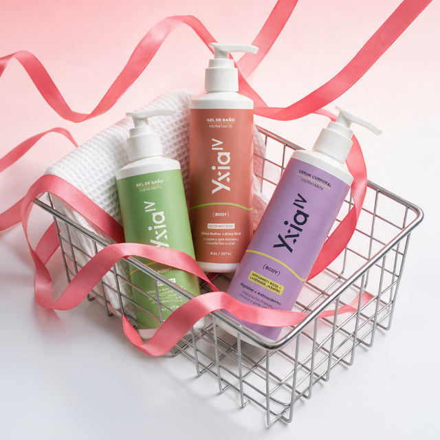 Gel de baño exfoliante (verbena) + gel  hidratante (coconut) y serum corporal (lavander)