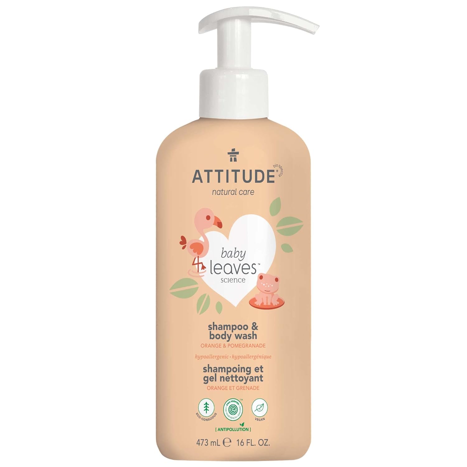 Shampoo &amp; gel de baño natural  Baby Leaves Orange Pomegranate 473ml