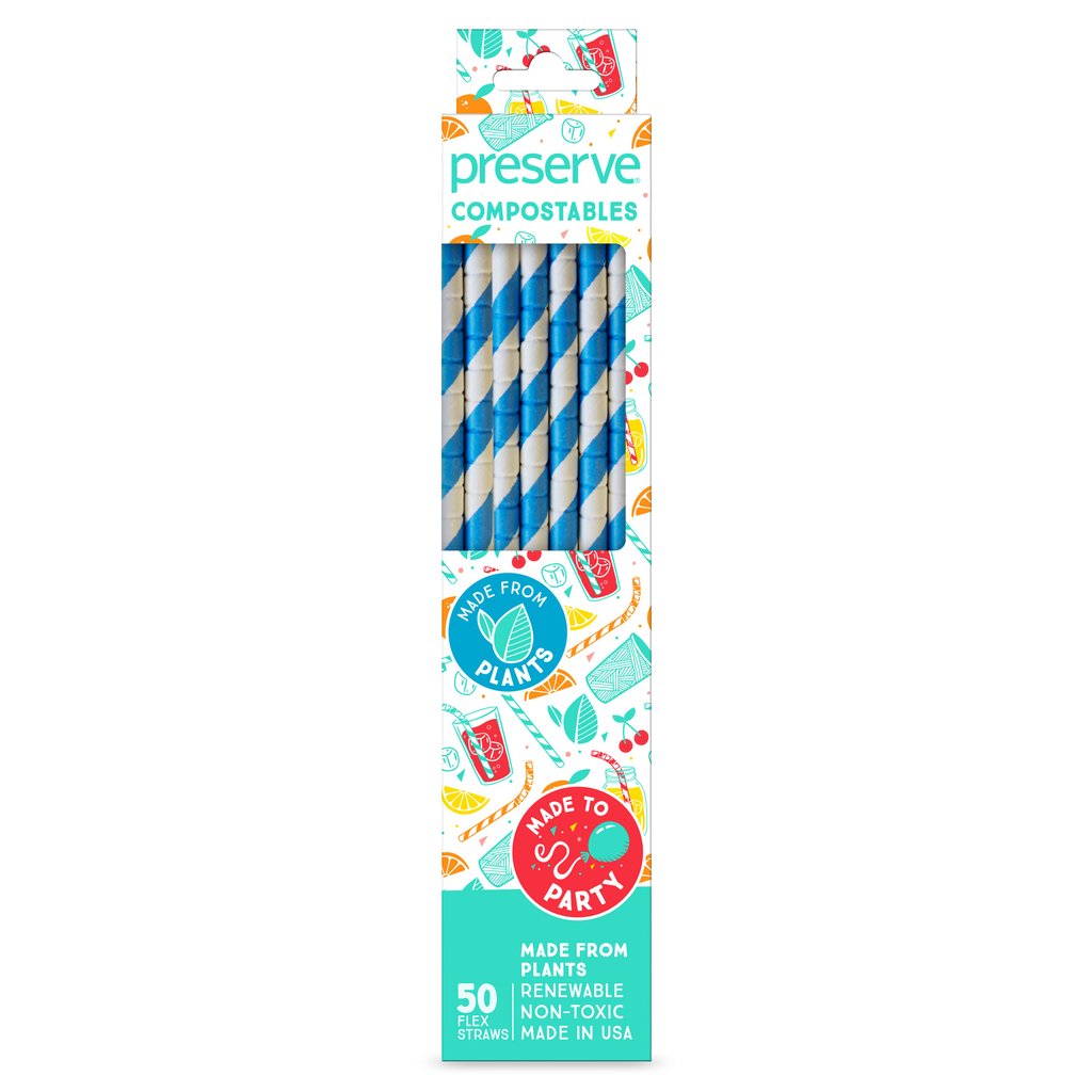 Cañitas Compostables - Color Azul (50 un)