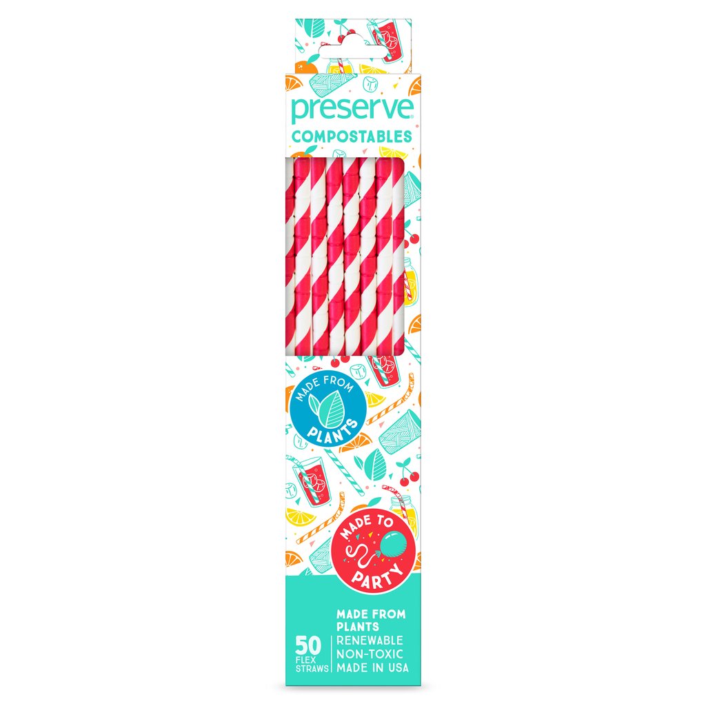 Cañitas Compostables- Color Rojo